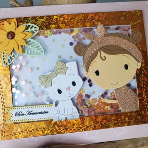 Carte anniversaire petite fille. Carte anniversaire fille. Carte fille. Carte chat. image 5