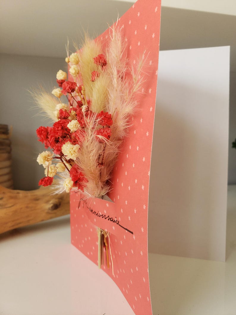 Carte anniversaire. Carte fleurs séchées. Fleurs séchées. Carte joyeux anniversaire. image 8