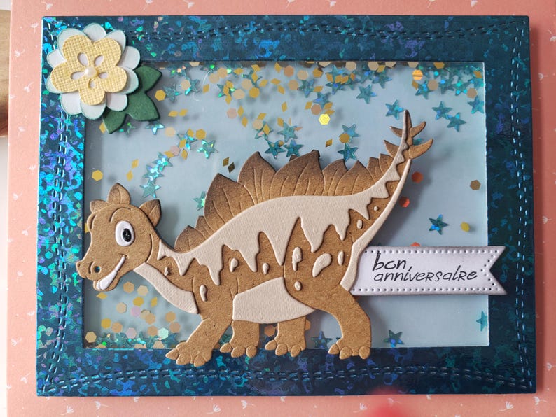 Carte anniversaire garçon. Carte anniversaire. Carte dinosaure. Dinosaure. image 2