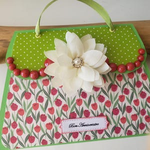 Handbag card. Birthday card. Girl's birthday card. Congratulations card.