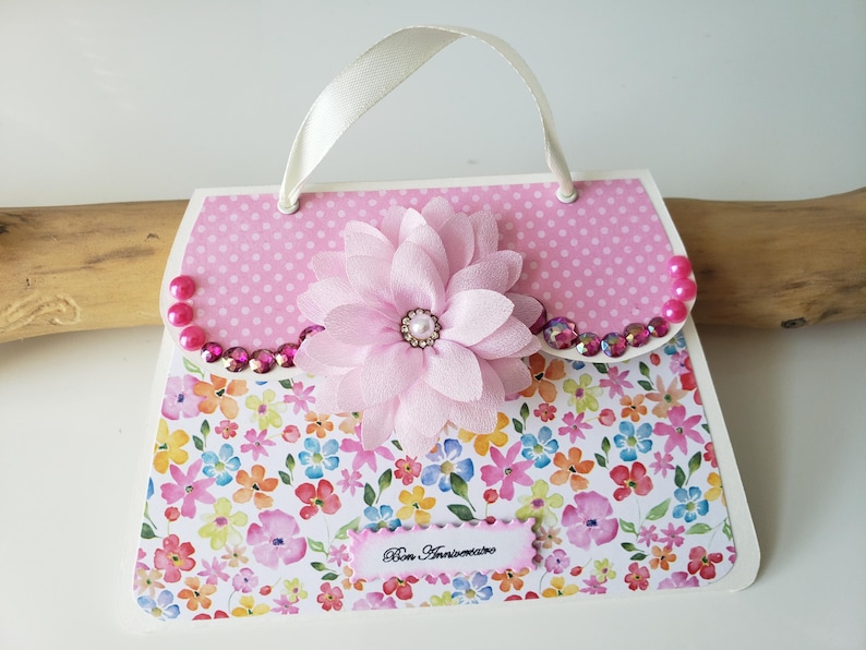 Carte anniversaire. Carte anniversaire femme. Carte anniversaire fille. Sac à main. image 1