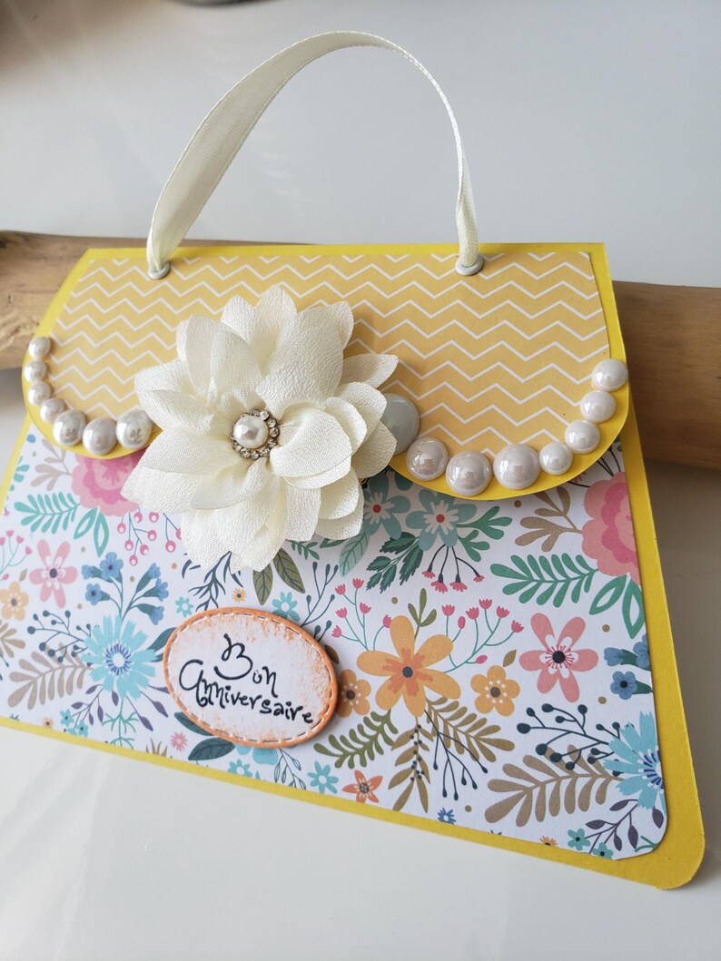 Carte sac à main. Carte anniversaire fille. Carte anniversaire femme. Carte anniversaire. image 8