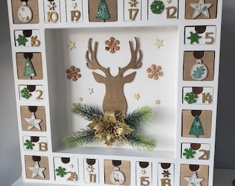 Wooden advent calendar. Handmade advent calendar.