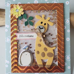 Carte félicitations. Carte naissance fille. Carte naissance. Carte naissance garçon. Carte girafe. image 2