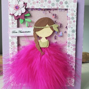 Carte anniversaire fille. Carte princesse. Carte anniversaire petite fille. Carte anniversaire fait main. image 6