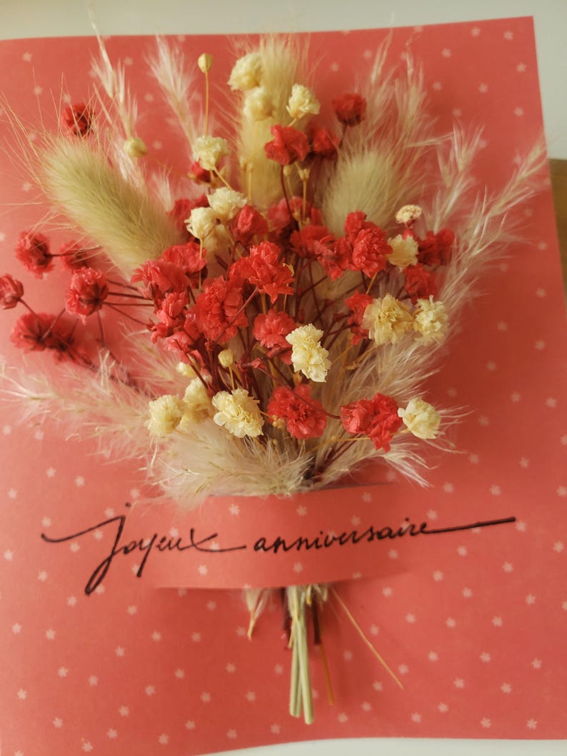 Carte anniversaire. Carte fleurs séchées. Fleurs séchées. Carte joyeux anniversaire. image 6
