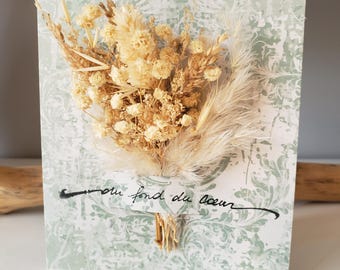 Carte deuil. Carte condoléances. Carte fleurs séchées.
