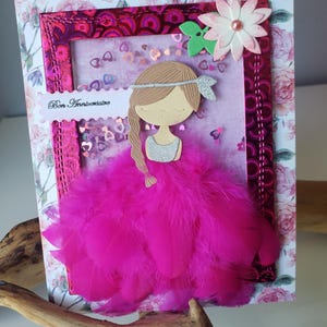 Little girl birthday card. Handmade birthday card. Birthday card. Communion card.
