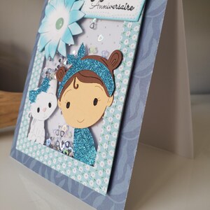 Carte anniversaire. Carte anniversaire petite fille. Carte chat. Carte anniversaire fille. Carte anniversaire fait main. image 4