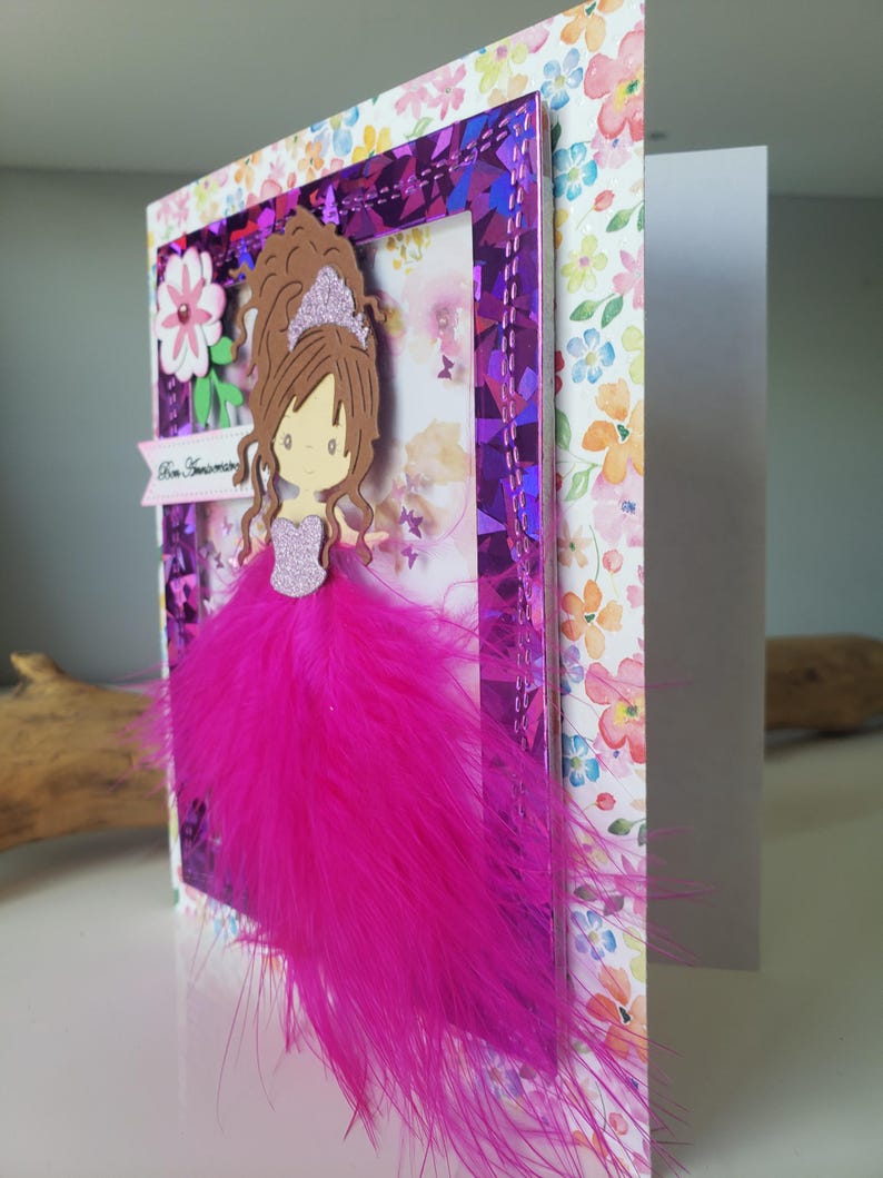 Carte anniversaire petite fille. Carte anniversaire fille. Carte anniversaire. Carte communion. Carte princesse. image 5