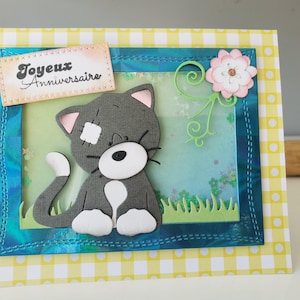 Carte anniversaire chat. Carte anniversaire garçon. Chat. Carte anniversaire enfant. Carte anniversaire.