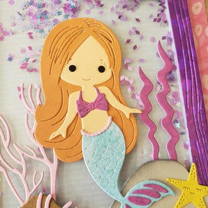 Carte anniversaire. Sirène. Carte anniversaire. Carte petite fille. Carte joyeux anniversaire. image 6