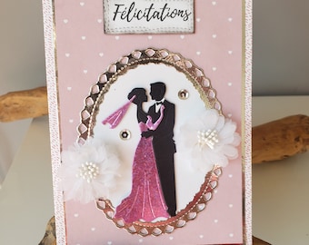 Carte félicitations. Carte félicitations mariage. Carte faire-part mariage. Carte mariage.