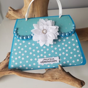 Carte anniversaire fille. Carte félicitations. Carte sac à main.