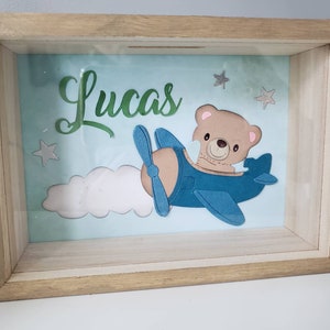 Wooden piggy bank. Piggy bank. Boy&#39;s piggy bank. Birth gift.