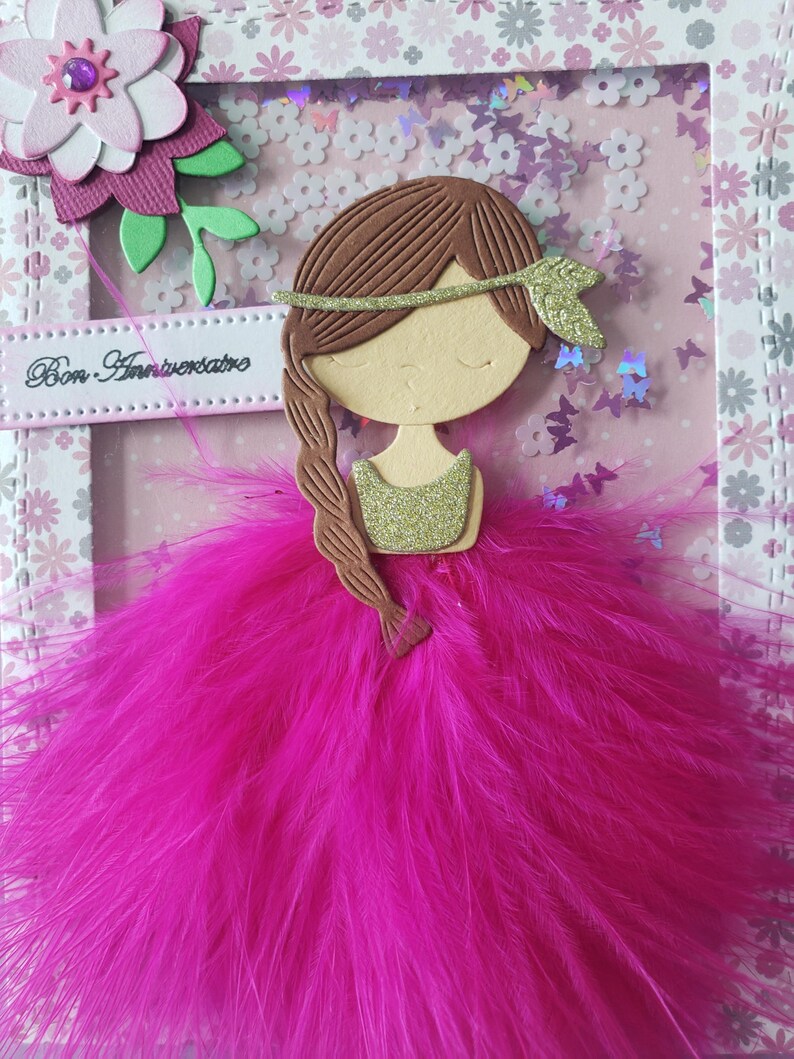 Carte anniversaire fille. Carte princesse. Carte anniversaire petite fille. Carte anniversaire fait main. image 4