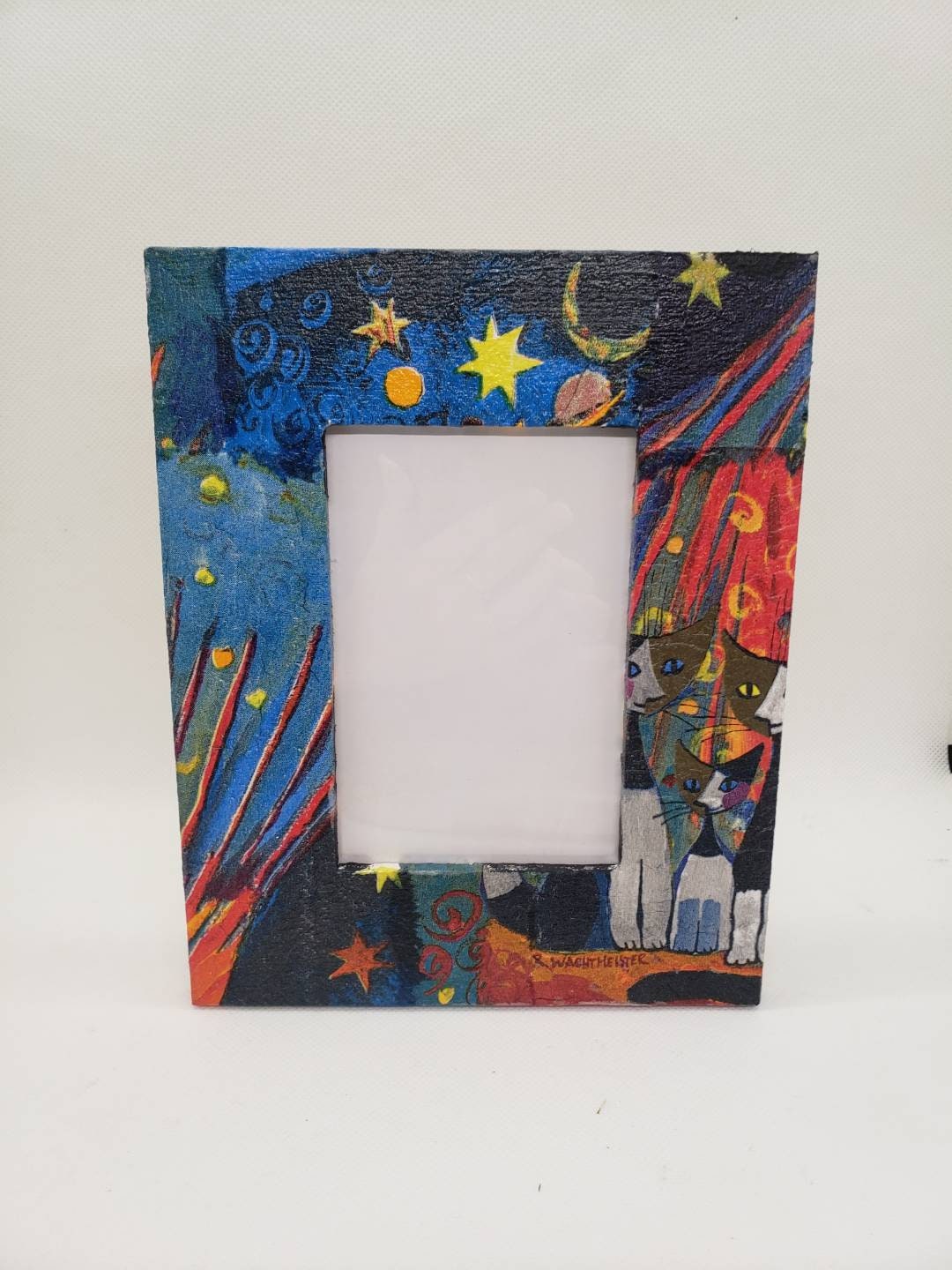 Cadre Photo en Bois Fait Main avec Du Papier. Cadre sur Le Thème Des Chats.