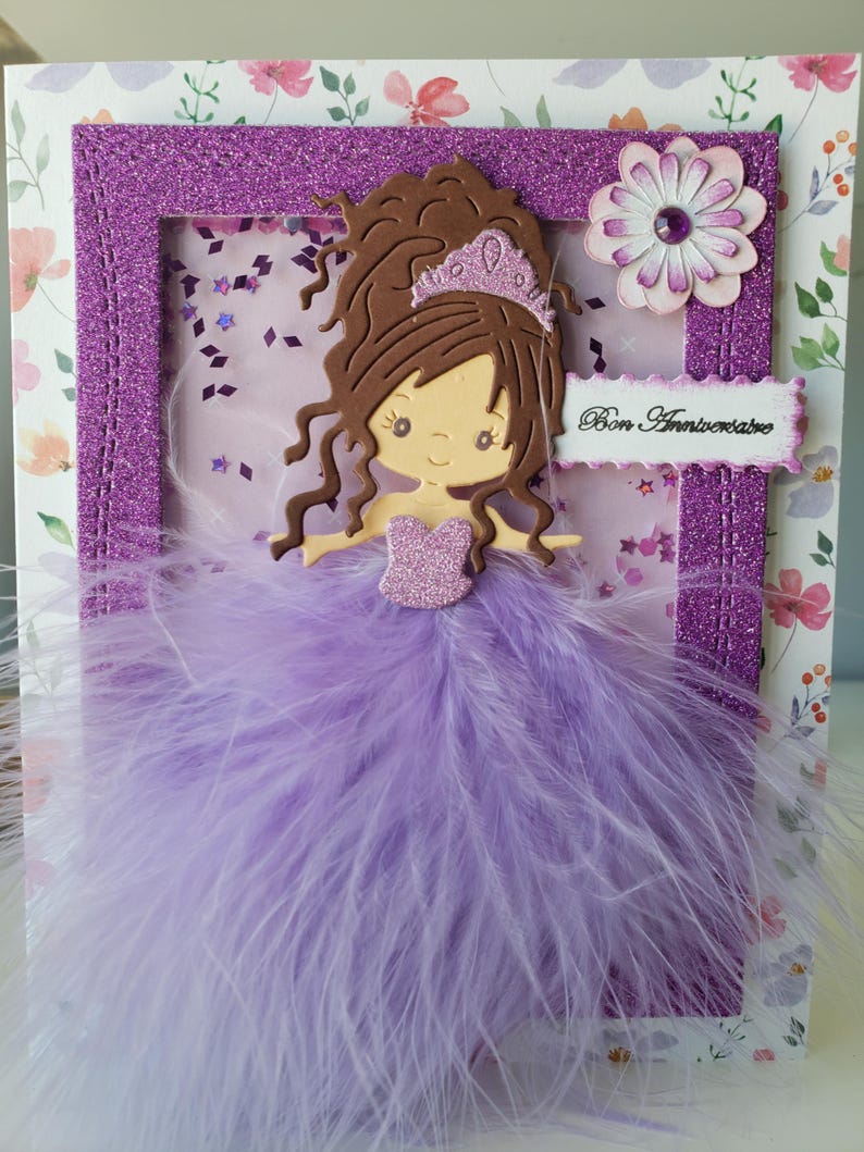 Carte anniversaire. Carte anniversaire fille. Carte anniversaire petite fille. Carte princesse. image 6