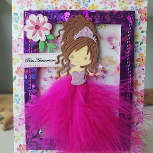 Carte anniversaire petite fille. Carte anniversaire fille. Carte anniversaire. Carte communion. Carte princesse. image 1
