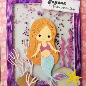 Carte anniversaire. Sirène. Carte anniversaire. Carte petite fille. Carte joyeux anniversaire. image 2