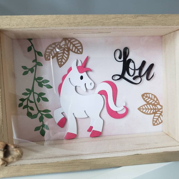 Customizable piggy bank. Wooden piggy bank. Girl piggy bank. Unicorn piggy bank. Wooden box.