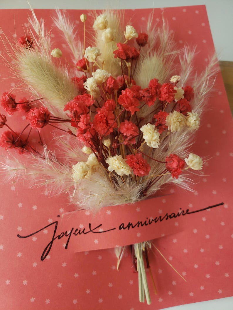 Carte anniversaire. Carte fleurs séchées. Fleurs séchées. Carte joyeux anniversaire. image 7