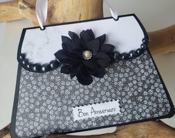 Carte sac à main. Carte anniversaire fille. Carte anniversaire. Carte femme.