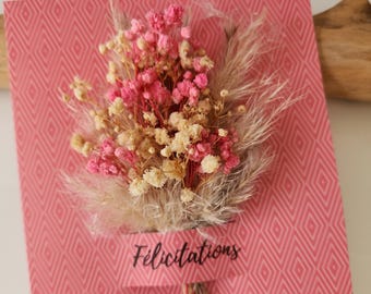 Dried flower congratulations card, customizable card, 3D handmade card 17x14 cm