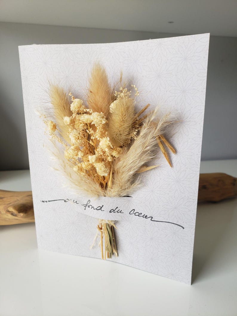 Carte condoléances. Carte deuil. Carte fleurs séchées. image 2
