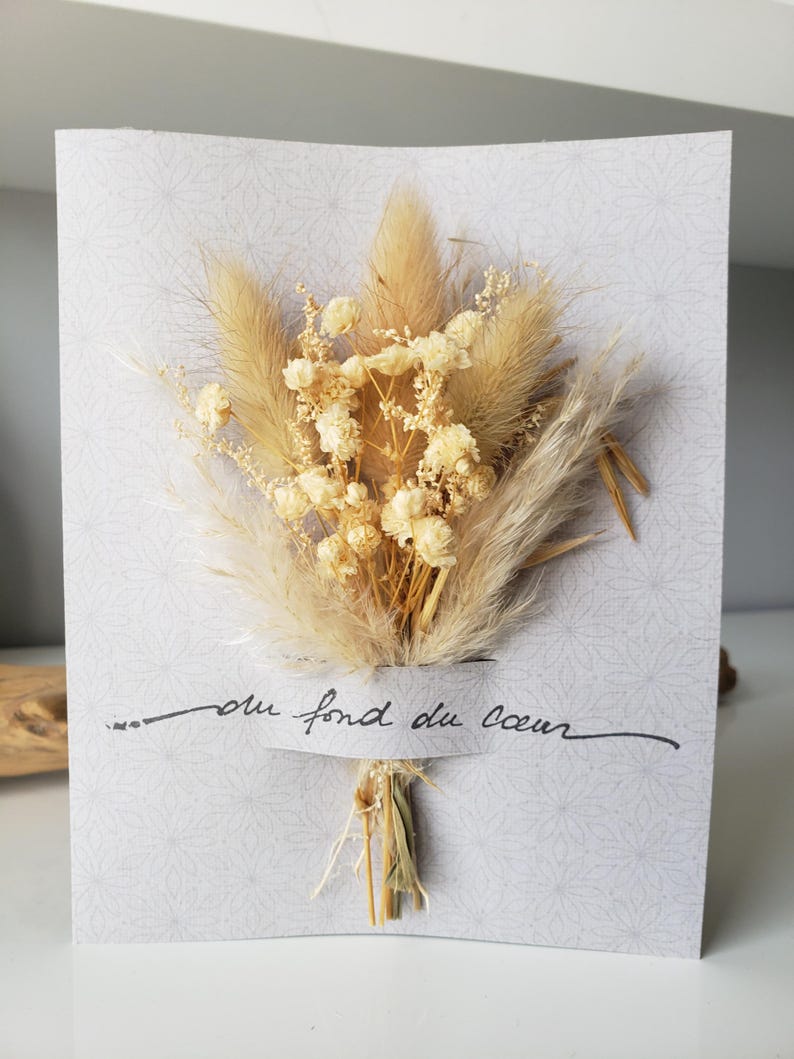 Carte condoléances. Carte deuil. Carte fleurs séchées. image 1