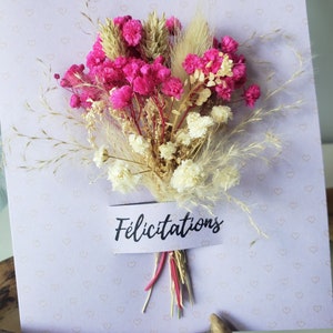 Carte félicitations. Carte fleurs séchées. Carte départ retraite. Carte Mariage. image 3