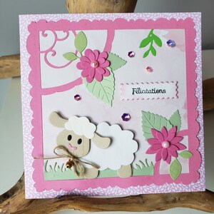 Birth card for a girl. Customizable card. Birth card. Birth announcement. Birth of a girl.