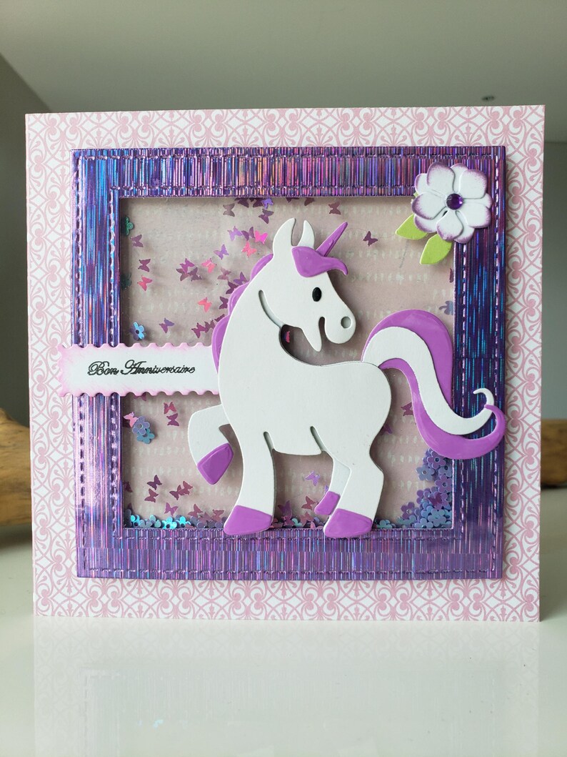 Carte anniversaire licorne. Carte anniversaire petite fille. Carte fille. Licorne. image 1