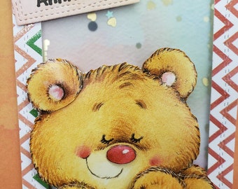 Birthday card. Boy's birthday card. Teddy bear card. Bear.