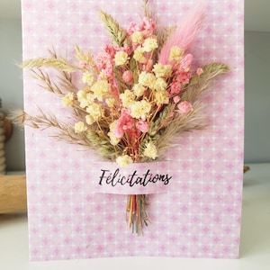 Carte félicitations. Carte fleurs séchées. Carte départ retraite. Carte Mariage. Carte anniversaire mariage.