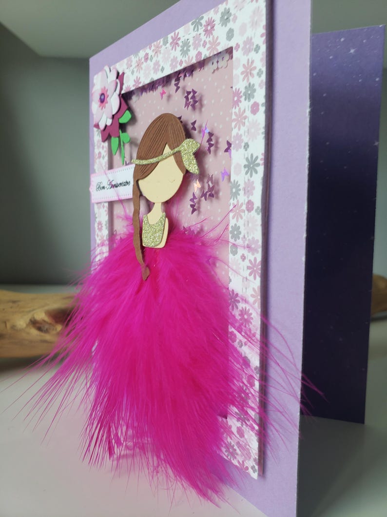 Carte anniversaire fille. Carte princesse. Carte anniversaire petite fille. Carte anniversaire fait main. image 7
