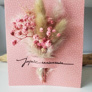 Carte anniversaire. Carte anniversaire fille. Carte fleurs séchées. Carte cadeau. Carte anniversaire mariage. image 4