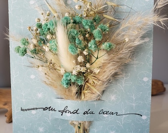 Carte condoléances. Carte deuil. Carte fleurs séchées. Carte sépulture.