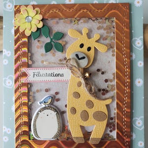 Carte félicitations. Carte naissance fille. Carte naissance. Carte naissance garçon. Carte girafe. image 3