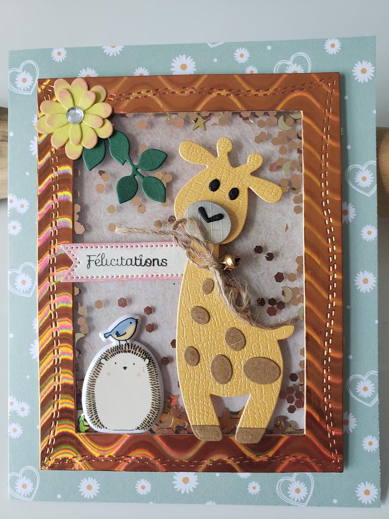 Carte félicitations. Carte naissance fille. Carte naissance. Carte naissance garçon. Carte girafe. image 3