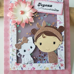 Carte anniversaire. Carte anniversaire petite fille. Carte anniversaire fille.