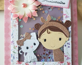Birthday card. Little girl birthday card. Girl birthday card.