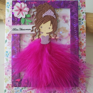 Carte anniversaire petite fille. Carte anniversaire fille. Carte anniversaire. Carte communion. Carte princesse. image 4