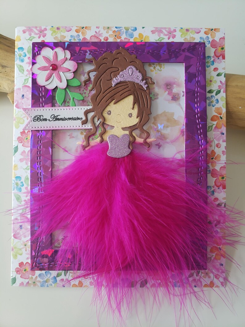 Carte anniversaire petite fille. Carte anniversaire fille. Carte anniversaire. Carte communion. Carte princesse. image 4
