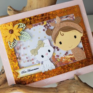 Carte anniversaire petite fille. Carte anniversaire fille. Carte fille. Carte chat. image 3
