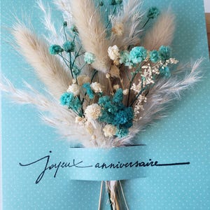 Carte anniversaire. Carte anniversaire mixte. Carte fleurs séchées. image 5