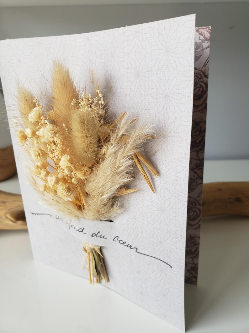 Carte condoléances. Carte deuil. Carte fleurs séchées. image 6
