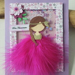 Carte anniversaire fille. Carte princesse. Carte anniversaire petite fille. Carte anniversaire fait main. image 2