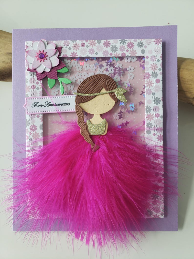 Carte anniversaire fille. Carte princesse. Carte anniversaire petite fille. Carte anniversaire fait main. image 2