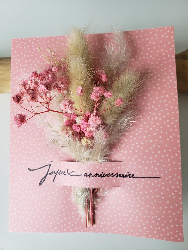 Carte anniversaire. Carte anniversaire fille. Carte fleurs séchées. Carte cadeau. Carte anniversaire mariage. image 6